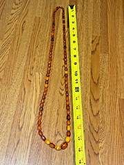 🔥Antique Vintage Genuine Amber Necklace Beads On String Butterscotch Egg Yolk36