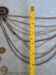 Vintage Bohemian Silver-Toned Coin Bracelet Anklet Dangle Charm ADJ. & Broach.