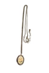 Vintage Pink Rose Resin Oval Locket Pendant Necklace Silver Tone Flower Retro