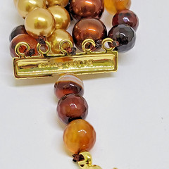 JTV Beria Collection Bronze 18kt Multi 5 Strand Agate Slice Necklace ~ 20″