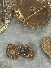 VTG Jewelry Lot Coro Monet 1928 Signed Brooches Earrings Rhinestone Gold Estate