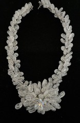 Vintage Artisan Hand Wired Frosted Glass Bead Necklace/Brooch Set