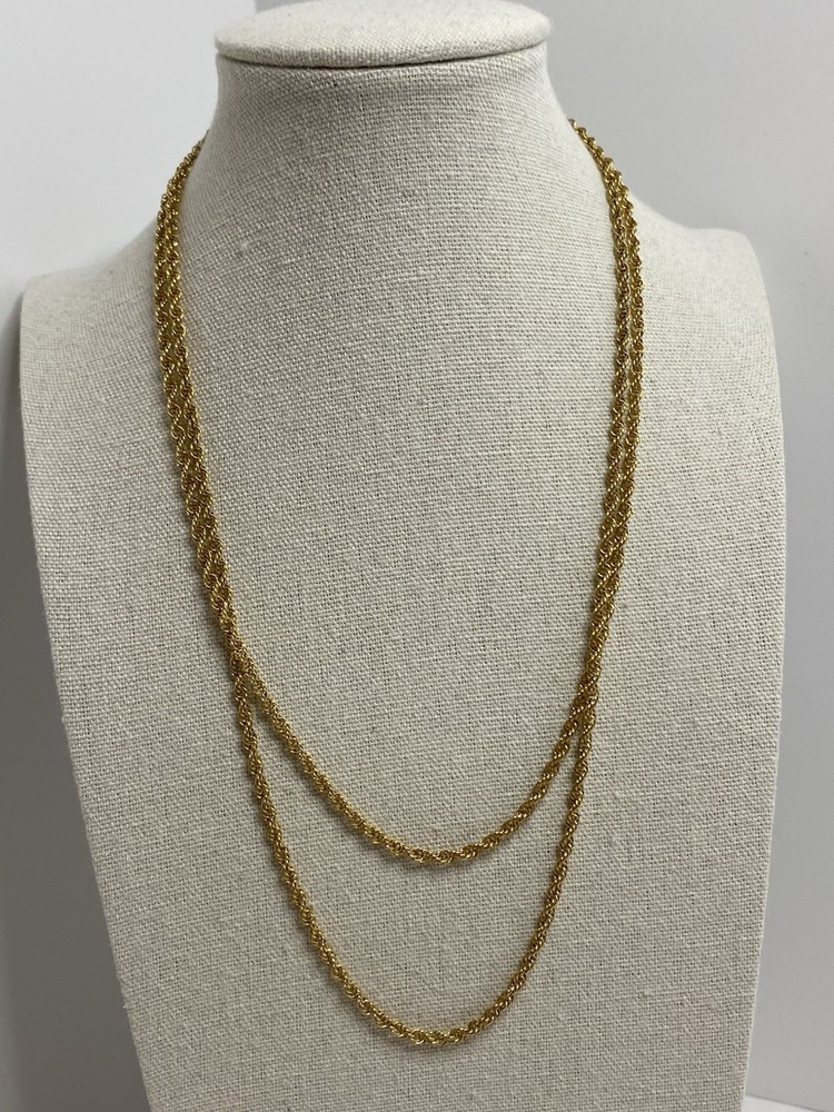 Vintage 1/20 14K Gold Filled Rope Chain Necklace 37-1/2” Long Flapper Opera 9g