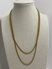 Vintage 1/20 14K Gold Filled Rope Chain Necklace 37-1/2” Long Flapper Opera 9g