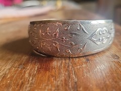 Vintage Embossed Sterling Silver Cuff 7.25″ Bracelet LATVIAN?