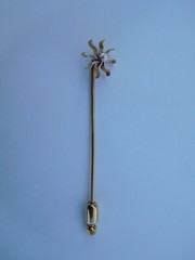Lovely Rare Edwardian 1900s 14K Gold White Enamel Diamond Sun Star Stick Pin ☀️