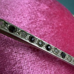 Antique ART DECO Edwardian STERLING TOP Amethyst Rhinestone Paste Bar Pin Brooch