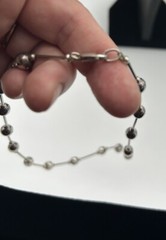 Vintage Sterling Silver Bar& Ball Bead Necklace 16”Long 925