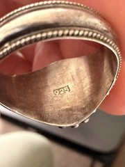 Vintage 925 Sterling Silver Red Glass Cabochon Statement Ring Size 8.5