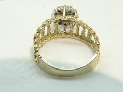 Beautiful Brutalist 14 K Gold Twig 19 Diamond Double Halo Sz 6.5 Cocktail Ring