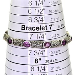 Vintage Sterling Silver Amethyst Marcasite Gemstone Art Deco Link Bracelet