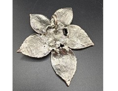 Vintage 1980s Silver Tone Flower Slide Pendant Clear Rhinestone Strass Germany