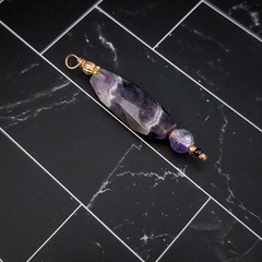 Vintage Pendant Large Statement Purple & Gold Tone – No Chain Included