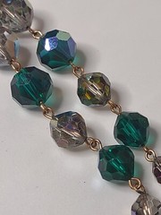 2 Layer Vintage Glass Bead Necklace 15.5 To 17 Inches Long
