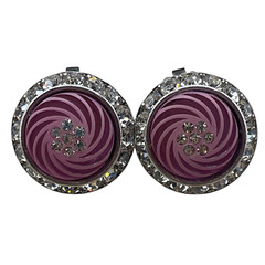 Vintage CORO Pink Swirl Flush Clear Rhinestone Statement Clip-On Earrings Signed