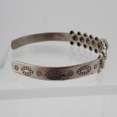 VTG Souvenir Southwestern Concho Turquoise Nickel Silver 6 1/2″ Cuff Bracelet