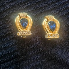Vintage Christian Dior Sapphire Crystal clip on earrings