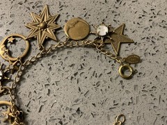 Vintage GLASS WORKS Studio Gold Tone Sun Moon Stars Necklace & Bracelet SET