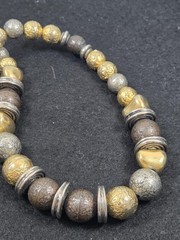 Vintage Y2K Chunky Mixed Metal Statement Necklace | 26″ Geometric Bicone Bead