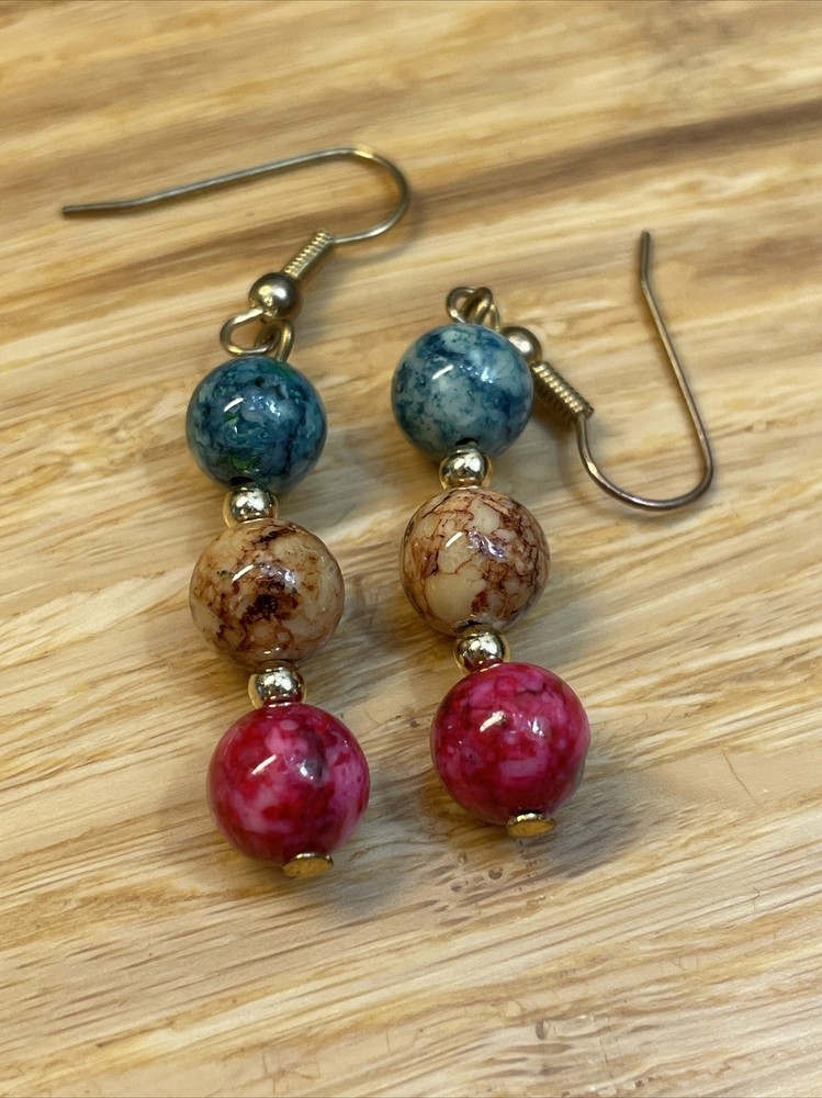 Vintage Beaded Dangle Drop Earrings Estate Jewelry Find KG JD