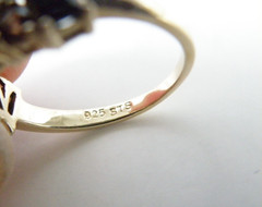 Sterling Silver 925 Gold on Art Deco Style Black Spinel Unique Ring Size 6
