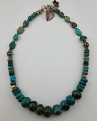 Vintage Sterling Silver Turquoise? Bead Necklace 19″