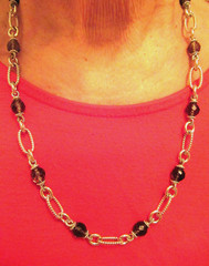 Judith Ripka Sterling Silver Smoky Quartz and 22″ Link Necklace JR Box & /Pouch