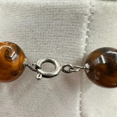 Vintage Lucite Resin Marble Swirl Necklace Chunky Faux Amber Strand Retro 70s