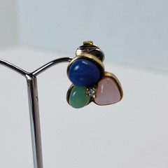 Vtg AVON Multicolor Lucite Rhinestone Clip On Earrings – Gold Tone – 1/2”