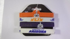Lot of 4 Silicone Rubber NFL Com Super Bowl ALIX Bracelets on Original Card!