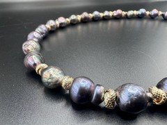 21 inch Big Peacock Baroque Pearl Necklace and Earring Set, Accent Clasp