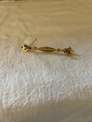 Brass Toned Pearly Encrusted Costume Jewelry Brooch