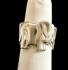 Vintage 925 Sterling Silver Lucky Elephant Eternity Band Ring 7.58 Grams Size 5