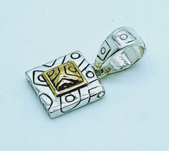 Vintage unique style Two Tone square shape Pendant charm fashion jewelry