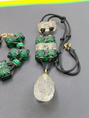 Antique 1920’s France Oreum Metal And Glass Necklace & Bracelet Set
