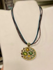 Women’s necklace Vintage Bohemian stone pendant 4 strand necklace