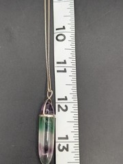 Vintage Italian 925 Sterling Silver Rainbow Fluorite Pendant Necklace 24″ AGI