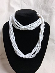 Vintage Signed NAPIER 5 Strand Multistrand White Small Bead Necklace 23″ Fashion