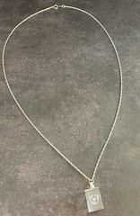 Vintage Dolphin Heart Clear Square Charm Silver Chain