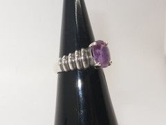 Nice Vintage Sterling Silver and Amethyst Ring Size 6