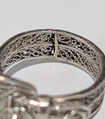 Vintage 800 Sterling Silver Ornate Filigree Buckle Style Size 8.25 Ring