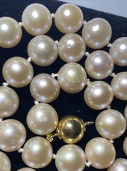 Necklace 10mm Cultured Pearl pinkish lavender KNOTTED silk 9mm 14k ball clasp
