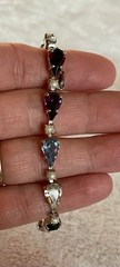 Signed B. David Multicolored Rhinestone And Faux Pearl Bracelet