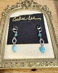 Vintage Cookie Lee Pierced Earrings With Faux Turquoise Beads NWT