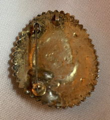 Brooch .935 Silver Turquoise Pearl Pendant 1.75″