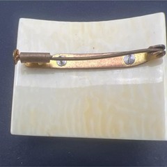 Antique Celluloid Brooch Pin Floral Hand Painted Signed Trombone Clasp