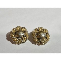 Lot of 4 Vintage Faux Pearl Gold Tone Clip On Costume Earrings