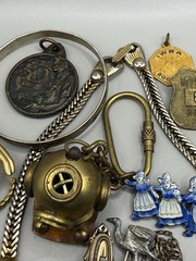 Antique Victorian Art Deco Wearable Jewelry Lot Estate Chain Pin Bracelet Charm