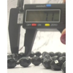 Vintage Made in Austria 56″ Black Faceted Glass Bead Necklace Signed