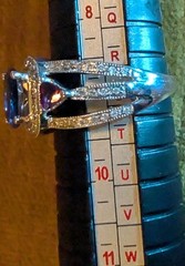 Beautiful Tanzanite, Tourmaline & Diamond 14k White Gold Designer Ring Sz 9